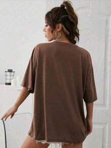 Women's Mini Cherry T-Shirt 100% Cotton Premium Shirt - 鏽棕色 - 查看 2