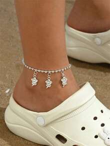 1 件大女孩时尚优雅银色向日葵锆石脚链，配有可调节链条，适合日常佩戴，展现女士优雅魅力，是送给朋友的绝佳生日礼物 - 銀色 - 查看 3