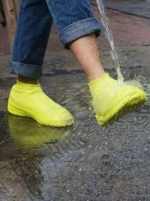 2 piezas Cubiertas de zapato universales portátiles y a prueba de agua para acampar al aire libre, cubiertas de zapato de lluvia antideslizantes de látex, gruesas y duraderas para exteriores, playa, ciclismo, unisex