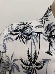 Hawaiian Floral Shirt Men's Summer Beach Short Sleeve Button Fabric 100% Viscose Shrinks A Little - trắng - Xem 4