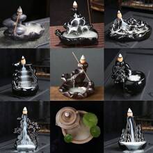 Backflow Incense Burner, Sandalwood Ceramic Incense Holder With Incense Cones Gifts Birthday Graduation