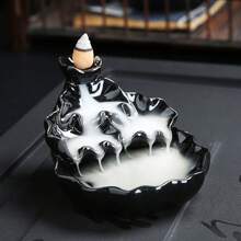 Backflow Incense Burner, Sandalwood Ceramic Incense Holder With Incense Cones Gifts Birthday Graduation