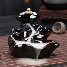 Backflow Incense Burner, Sandalwood Ceramic Incense Holder With Incense Cones Gifts Birthday Graduation