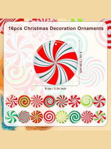 16 piezas Decoraciones navideñas, adornos colgantes de árbol de Navidad con forma de caramelo, decoraciones para fiestas navideñas de invierno, adornos colgantes de caramelos navideños, decoraciones perfectas para fiestas temáticas, decoraciones para fiestas familiares navideñas - Multicolor - Ver 3