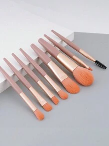 8支迷你化妆刷套装，专业化妆刷套装，包含腮红、高光、眼影、散粉、遮瑕和眉刷，是初学者的理想礼物。 - 彩色 - 查看 2