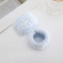 1pc Washable Facial Headband + 2pcs Braided Wristband Set (1 Headband + 2 Wristbands) Or (2 Wristbands) Home Bathroom Decor - Blue - View 15