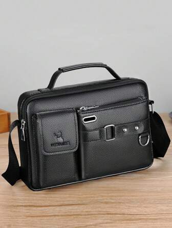 新款 PU 皮革邮差包 男士单肩包 斜挎包 黑色商务休闲包 学生 学校用品 教师 旅行男士单肩包 男士斜挎包 圆筒包 复古钱包 男士礼物 皮包 男士包 旅行必备品 情人节黑色包 节日必备品 男士包 男士露营单肩包 贴纸 冬季返校情人节礼物 男士情人节礼物 复古