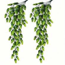 2pcs UV Resistant Artificial Hops, Vine Garland Plants, Fake Hanging Vine Hops, Artificial Hanging Plants, Used For Home Garden Decoration, Home Decoration, Wedding Party Decoration, Beer Festival Decoration - Green - View 11