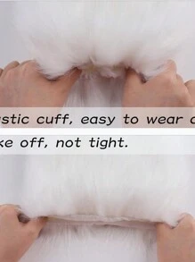 Winter Women Fluffy Fluffy Leg Warmers Fuzzy Long Boot Covers Furry For Christmas - White - View 6