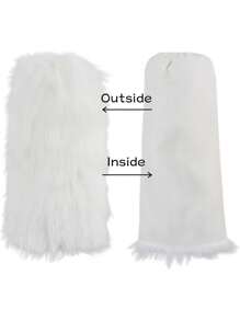 Winter Women Fluffy Fluffy Leg Warmers Fuzzy Long Boot Covers Furry For Christmas - White - View 4