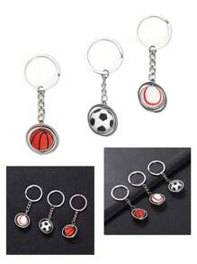 1PC旋转小篮球足球棒球钥匙扣金属球钥匙扣礼物户外背包也可使用 - 彩色 - 查看 2