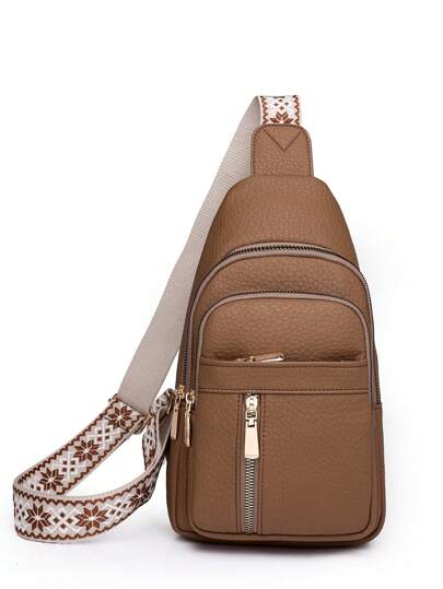 In 2024, The New Fashion Classic Solid Color Pu Waterproof Fabric With Multi-Pocket Pattern Woven Shoulder Straps And Diagonal Shoulder Chest Bags Is Suitable For Shopping.