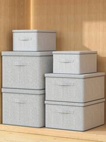 Clothing Storage Box With Lid, Large Capacity Home Organizer Bin, Cabinet Wardrobe Storage Basket Container - Multicolor - View 10