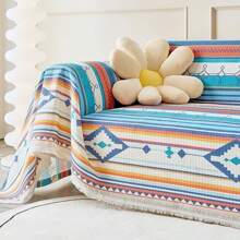 1 件波西米亚风格针织空调毯沙发套婴儿毯。北欧复古适合沙发、床、椅子，舒适。 - 寶藍色 - 查看 1