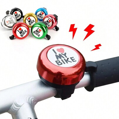 1 pieza Timbre de bicicleta mini con el lema "Amo el ciclismo", de aleación sonoro, adecuado para bicicleta de montaña y bicicleta de carretera, accesorios de ciclismo