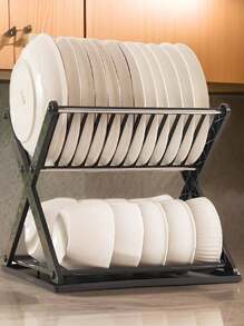 Ecurridor De Platos De 3 Niveles De Hierro y plástico Increible Escurrridor De Trastes Pórtatil, Altamente Resistente. - Blanco - Ver 3