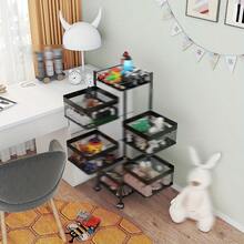 [KNERS]Rotating Kitchen Storage Shelf 5 Tier, Metal Fruit Vegetable Storage Basket Multi-Layer Vegetable Rack Storage Trolley On Wheels, Floor-Standing Basket For Kitchen Bathroom, Square - 彩色 - 查看 5
