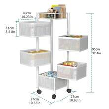 [KNERS]Rotating Kitchen Storage Shelf 5 Tier, Metal Fruit Vegetable Storage Basket Multi-Layer Vegetable Rack Storage Trolley On Wheels, Floor-Standing Basket For Kitchen Bathroom, Square - 彩色 - 查看 3
