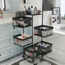 [KNERS]Rotating Kitchen Storage Shelf 5 Tier, Metal Fruit Vegetable Storage Basket Multi-Layer Vegetable Rack Storage Trolley On Wheels, Floor-Standing Basket For Kitchen Bathroom, Square - 彩色 - 查看 4