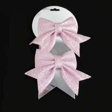 2pcs Christmas Gold Glitter Bow Ribbon Decor, Holiday Christmas Tree Window Ornaments Home Decor Christmas Decorations Room Decor Winter