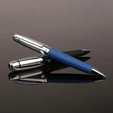 Fancy Nice Gift Luxury Ballpoint Pen With Pu Leather Smoothing Writing Metal Ball Pen For Business - Blue - View 3