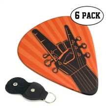 6 件装 0.96 毫米厚吉他拨片，带 PU 外壳，ABS 材质，双面卡通图案印花，适用于尤克里里琴、电吉他、贝斯，音乐爱好者的礼物 - 6片撥片+PU皮套(撥片0.71毫米厚度) - 查看 15