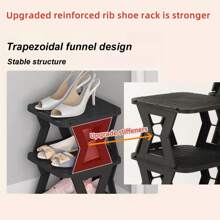1pc Black Multi-Layer Fold-Able And Stack-Able Plastic Shoe Rack, Space-Saving Storage Box Organizer For Home, Suitable For Entrance, Corridor, Bedroom, Living Room, Apartment, Dormitory - Black - View 2