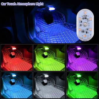 1 pièce Lampe d'ambiance pour voiture, éclairage de coffre à lampe tactile, lampe de lecture à capteur tactile LED décorative, avec batterie rechargeable intégrée de 150 mAh, convient pour l'armoire de la maison, la table de chevet