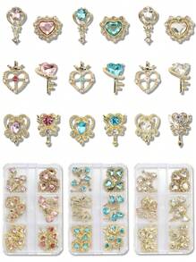 30 Pieces Per Box Of Nail Art Nail Accessories, Three-Dimensional Nail Art Set, Pink, Blue, White, Fairy Stick, Beautiful Girl Series, Sparkling Gemstone Crystal Diy Nail Products Nail Supplies Nails Nail Charms