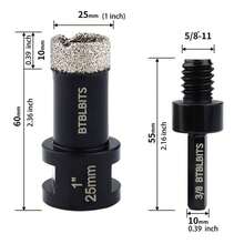 Dry Diamond Core Drill Bit 1 Inch (25mm) 5/8-11 Thread Tile Drill Bits Vacuum Brazed Angle Grinder Diamond Hole Saw For Porcelain Ceramic Granite Marble Brick With 3/8" Hex Shank Drilling - 黑色 - 查看 2