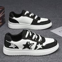 2025年夏季新款男士休闲百搭运动鞋韩版时尚小众品牌高端星星图案鞋 - 黑與白 - 查看 4