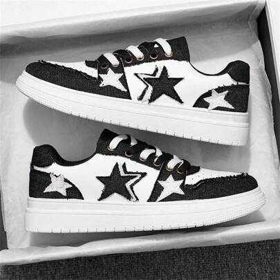 2025年夏季新款男士休闲百搭运动鞋韩版时尚小众品牌高端星星图案鞋