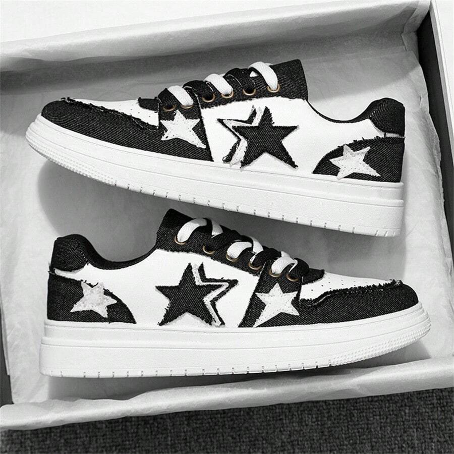 2025年夏季新款男士休闲百搭运动鞋韩版时尚小众品牌高端星星图案鞋