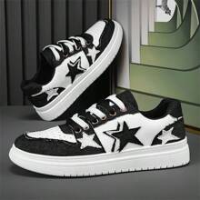 2025年夏季新款男士休闲百搭运动鞋韩版时尚小众品牌高端星星图案鞋 - 黑與白 - 查看 3