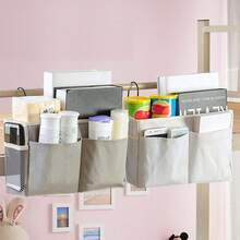 Bolsa de almacenamiento colgante multifuncional para cama, organizador para camas literas, camas de hospital, dormitorios, rieles de cama, donde se pueden colocar gafas, libros, teléfonos móviles, llaves (blanco), de vuelta a la escuela, bolsa de almacenamiento escolar, organización universitaria - Blanco - Ver 3