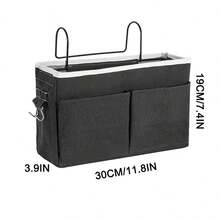 Bolsa de almacenamiento colgante multifuncional para cama, organizador para camas literas, camas de hospital, dormitorios, rieles de cama, donde se pueden colocar gafas, libros, teléfonos móviles, llaves (blanco), de vuelta a la escuela, bolsa de almacenamiento escolar, organización universitaria - Blanco - Ver 5