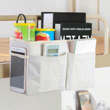 Bolsa de almacenamiento colgante multifuncional para cama, organizador para camas literas, camas de hospital, dormitorios, rieles de cama, donde se pueden colocar gafas, libros, teléfonos móviles, llaves (blanco), de vuelta a la escuela, bolsa de almacenamiento escolar, organización universitaria - Blanco - Ver 1