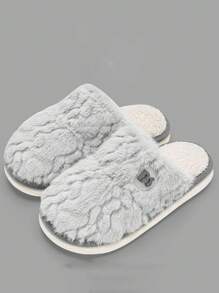 Women Slippers Warm Plush Indoor Home Slippers Couples Winter Non-Slip House Shoes