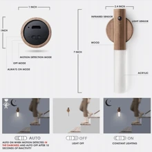 1 gói Đèn ngủ cảm biến chuyển động tiết kiệm năng lượng thông minh, Đèn treo tường có thể sạc lại, Chạy bằng pin 280mAh, Thiết kế dễ cầm, Đèn tường di động tiện lợi, Với kết cấu gỗ mô phỏng ABS, Đèn ngủ không dây cho phòng ngủ, Cầu thang, Hành lang, Tủ, Hành lang, Đèn chiếu sáng hiên nhà, gương hoặc tranh ảnh, đế từ tính bóc và dán để lắp đặt dễ dàng - Nhiều màu - Xem 10