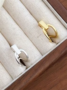 1 件 925 纯银几何线条不对称开口戒指，附赠礼品盒，时尚独特，适合约会、送礼，百搭女性 - 幾何線條開口戒 - 查看 6