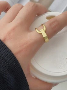 1 件 925 纯银几何线条不对称开口戒指，附赠礼品盒，时尚独特，适合约会、送礼，百搭女性 - 幾何線條開口戒 - 查看 2