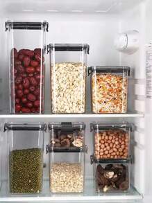 Kit 12 Airtight Acrylic Pots With Lid 2.2L 1.6L 800ml Groceries Kitchen Decoration Utensils - 無色 - 查看 2