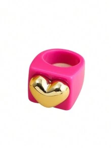 Cute Cartoon-Style Geometric Resin Acrylic Rings - Multicolor - View 11