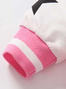 2件套女童休闲学院风星星字母印花撞色长袖连帽外套和裤子套装，轻薄面料，适合春秋季穿着 - 玫紅色 - 查看 5