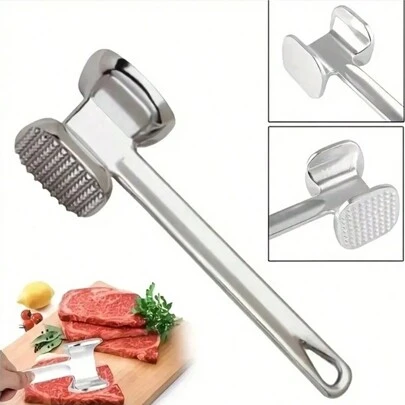 1pc Aluminum Alloy Meat Tenderizer, Steak Pounder, Home Use Large Meat Mallet, Double-Sided Meat Hammer