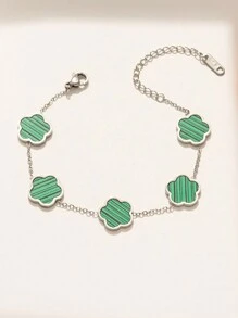 1 件时尚精致幸运四叶草花瓣手链，时尚百搭，适合女性情人节、妈妈、母亲、母亲节、礼物 - 彩色 - 查看 9