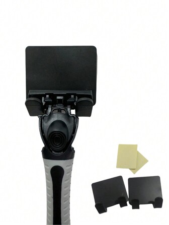 家用掛鉤,黑色塑料,不需鑽孔,強力粘著,刮鬍刀掛鉤收納架