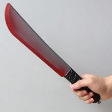 Cuchillo grande y sangriento de plástico tipo alfanje/cimitarra como accesorio o broma para Halloween, con apariencia realista y manchas de sangre, ideal para disfraz, fiesta o casa embrujada, también puede ser un regalo de Navidad - Multicolor - Ver 13