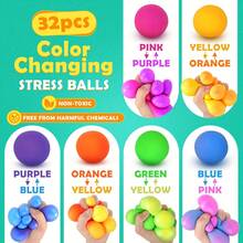 24pcs Stress Balls Bulk Mini Squishy Ball For Stress Relief - Color Changing Sensory Fidget Toy For  Basket Stuffers  Prizes Random Color,The Most Popular Stress Relieving Toy For Parties - Multicolor - View 2