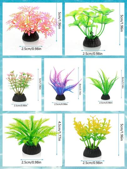 3pcs/4pcs/7pcs/17pcs محاكاة زخرفية من البلاستيك المصطنعة ، زخارف الشعاب المرجانية المزيفة للمناظر الطبيعية | مقاس: 7pcs زخرفة خزان الأسماك
